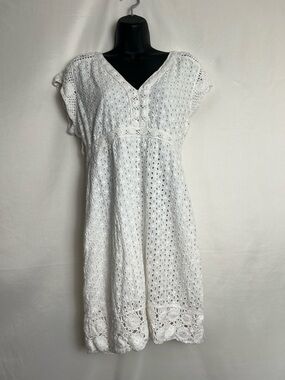 Calypso St. Barth White Eyelet Crochet Dress
